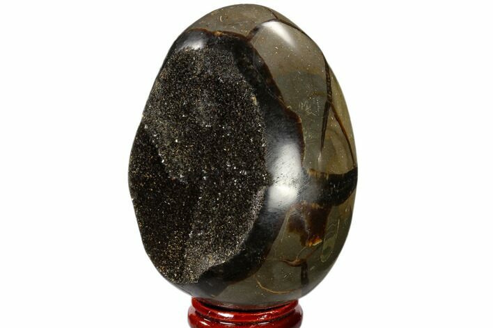 Septarian Dragon Egg Geode - Black Crystals #118744